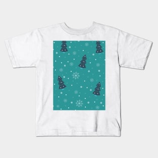 festive seamless vector pattern with christmas tree Kids T-Shirt